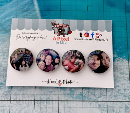 Custom 25mm Glass Photo Magnets - Set of 4