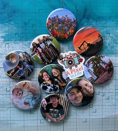 Set of 9  round custom 2.25-inch photo magnets